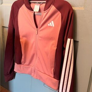 adidas Two-Tone Pink and Burgundy Bomber Track Jacket